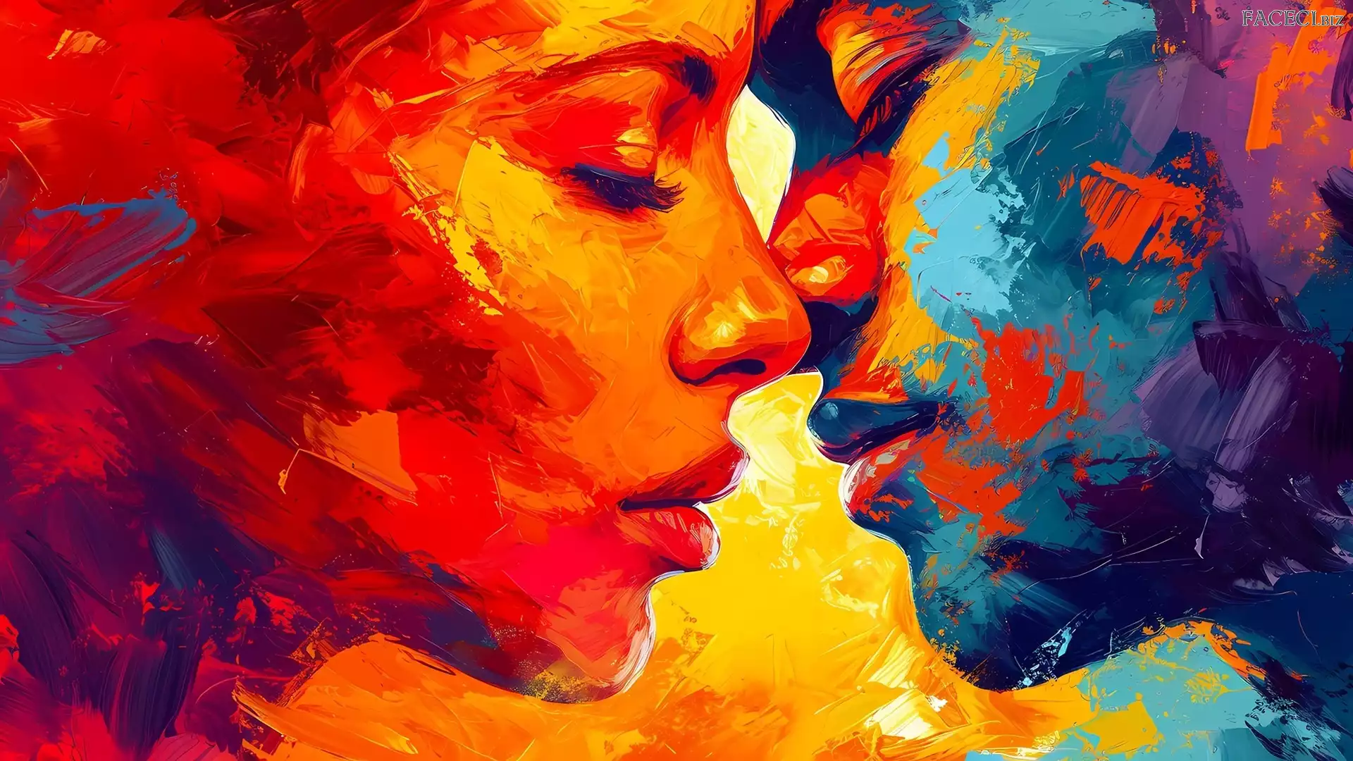 Mężczyzna, Kobieta, Zakochani, Obraz, Malarstwo